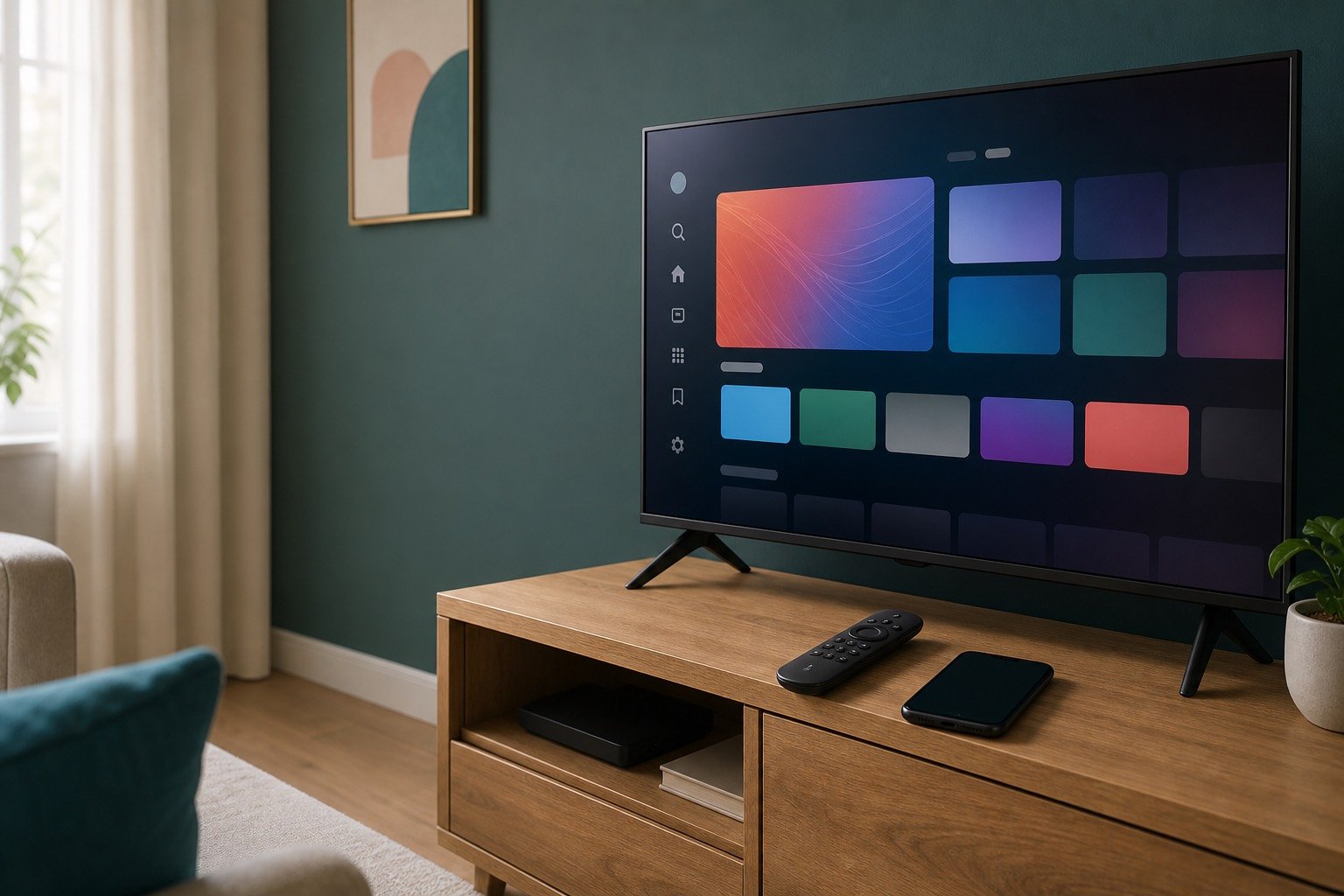 Television and remote prepared for a Roku streaming setup