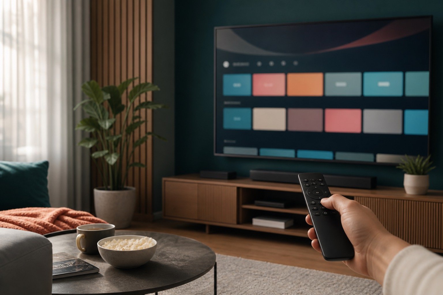 Smart television showing a streaming interface for live sports